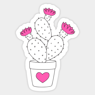 cactus in the pot with pink flowers Sticker